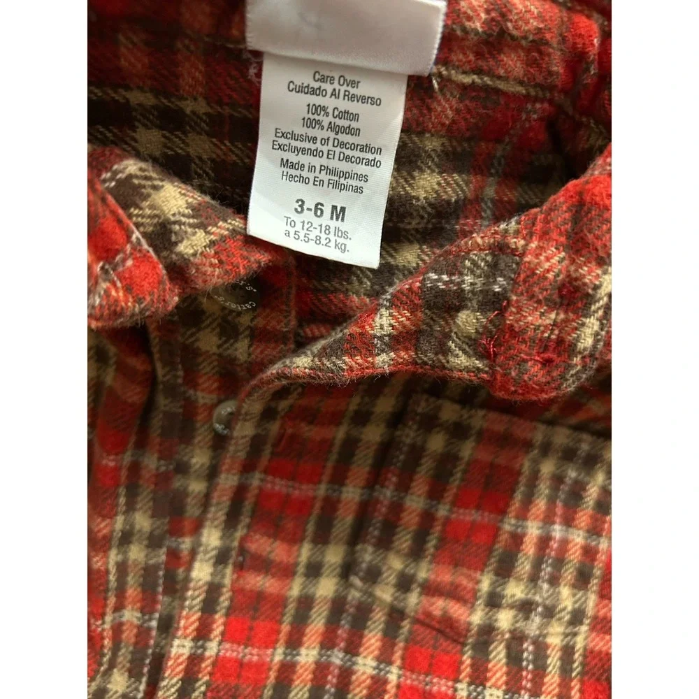 Vintage Carters 3-6 Months Baby Plaid Flannel Coverall Romper Fall Winter